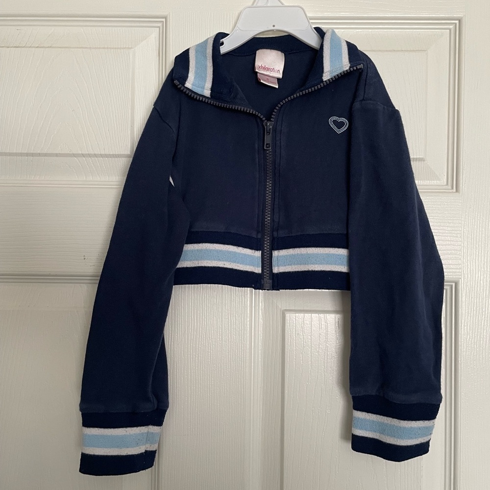 Xhilaration Navy Blue Jacket Vintage Y2K Cropped Zip Up Jacket